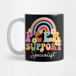 Peer Support Specialist Mental Health Awareness Groovy Rainbow Mug